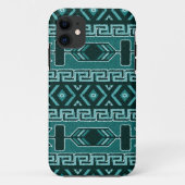 Turquoise en zwart Aztec patroon telefoon case (Achterkant)