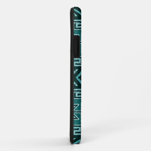 Turquoise en zwart Aztec patroon telefoon case (Achterkant/rechts)
