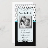 Turquoise en zwart Bewaar de datum fotokaarten Save The Date (Voorkant / Achterkant)