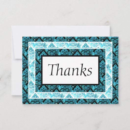 Turquoise en zwart Dank u kaart (Voorkant)