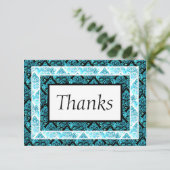 Turquoise en zwart Dank u kaart (Staand voorkant)