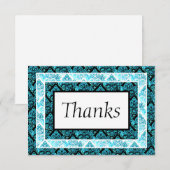 Turquoise en zwart Dank u kaart (Voorkant / Achterkant)