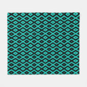 Turquoise en zwart diamantpatroon fleece deken (Voorkant (Horizontaal))
