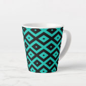 Turquoise en zwart diamantpatroon latte mok (Rechterhoek)