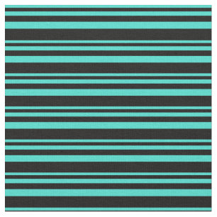 Turquoise en zwart gekleurd linker/gestreept patro stof