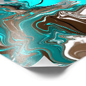 Turquoise en zwart satijn Fluid Art Foto Afdruk (Hoek)