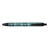 Turquoise en zwart zuidwesten Aztec print patroon Zwarte Inkt Pen (Achterkant)