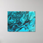 Turquoise en zwarte Abstracte schilderkunst Canvas Afdruk (Voorkant)