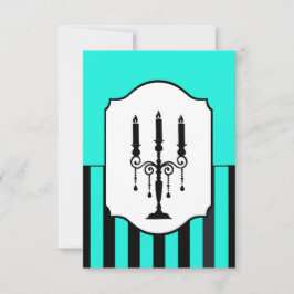 Turquoise en zwarte candelabra gestreepte RSVP-kaa RSVP Kaartje