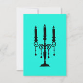 Turquoise en zwarte candelabra RSVP kaartje (Voorkant)