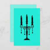 Turquoise en zwarte candelabra RSVP kaartje (Voorkant / Achterkant)