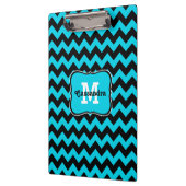 Turquoise en zwarte chevron patroon monogram klembord (Links)