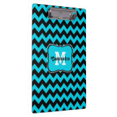 Turquoise en zwarte chevron patroon monogram klembord (Rechts)
