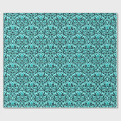 Turquoise en Zwarte Damast Cadeaupapier (Vlak)
