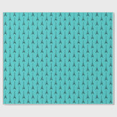 Turquoise en Zwarte Eiffeltoren Cadeaupapier (Vlak)