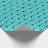 Turquoise en Zwarte Eiffeltoren Cadeaupapier (Hoek)