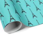 Turquoise en Zwarte Eiffeltoren Cadeaupapier (Rol Hoek)