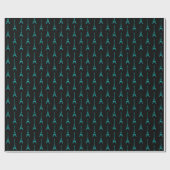 Turquoise en Zwarte Eiffeltoren Cadeaupapier (Vlak)