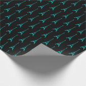 Turquoise en Zwarte Eiffeltoren Cadeaupapier (Hoek)