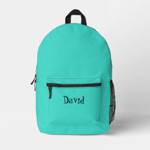 Turquoise en zwarte gepersonaliseerde naam bedrukte rugzak