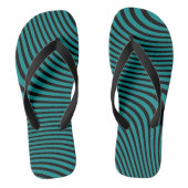 Turquoise en zwarte golvende achtergrond teenslippers (Voetbed)