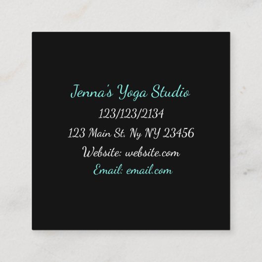 Turquoise en Zwarte Mediation Yoga Visitekaartjes (Achterkant)