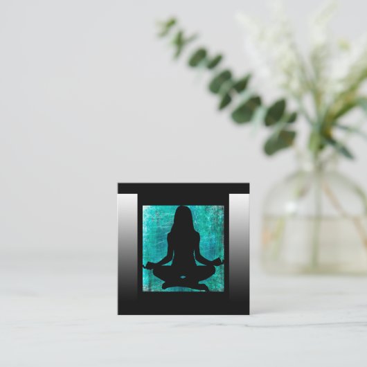 Turquoise en Zwarte Mediation Yoga Visitekaartjes (Staand voorkant)