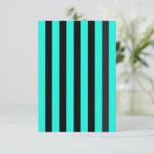 Turquoise en zwarte streep RSVP kaartje (Staand voorkant)