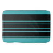 Turquoise en zwarte strepen badmat (Voorkant)