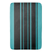 Turquoise en zwarte strepen badmat (Voorkant Verticaal)