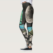 Turquoise en zwarte strepen leggings (Links)