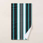 Turquoise en zwarte Stripes Bad Handdoek (Handdoek)