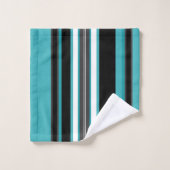 Turquoise en zwarte Stripes Bad Handdoek (Wasdoekje)