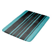 Turquoise en zwarte Stripes Badmat (Gekanteld)