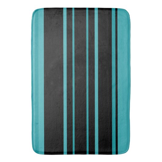 Turquoise en zwarte Stripes Badmat (Voorkant Verticaal)