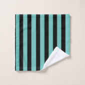 Turquoise en Zwarte Zeemeermin Verticale Gestreept Bad Handdoek (Wasdoekje)