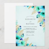 Turquoise Exuberant Botanical Wedding Kaart (Voorkant / Achterkant)