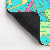 Turquoise Fabric & Sewing Business Mousepad Muismat (Hoek)