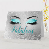 Turquoise Fabulous Glitter Eyes Large Birthday Kaart (Gele Bloem)
