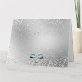 Turquoise Fabulous Glitter Eyes Large Birthday Kaart (Achterkant)