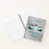 Turquoise Fabulous Glitter Eyes Notitieboek (Binnen)