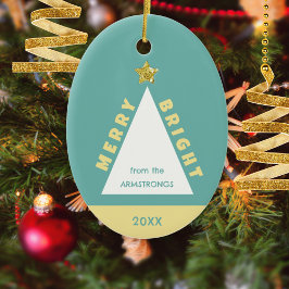 Turquoise Family Photo Minimalist Keepsake Keramisch Ornament