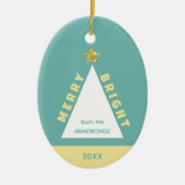 Turquoise Family Photo Minimalist Keepsake Keramisch Ornament (Voorkant)