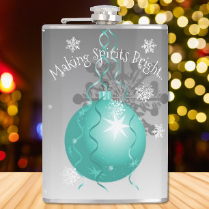 Turquoise Fancy Kerstbal Flesje Heupfles