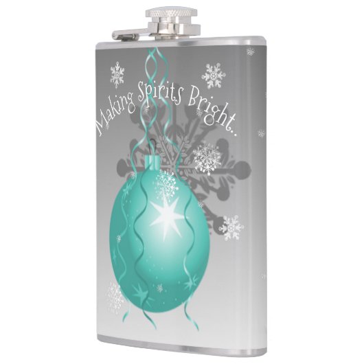 Turquoise Fancy Kerstbal Flesje Heupfles (Links)