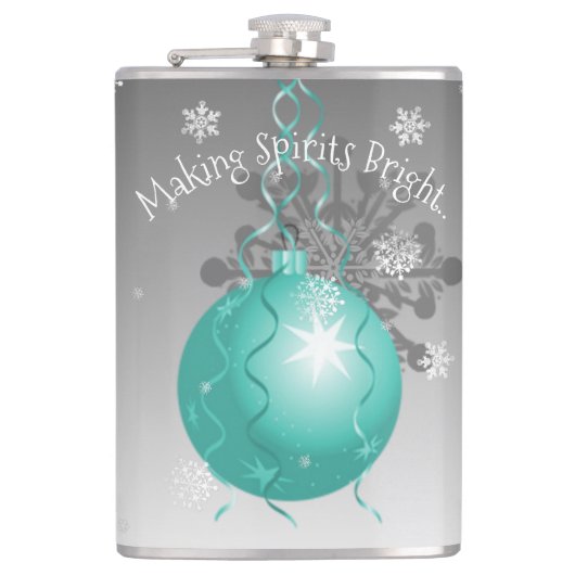 Turquoise Fancy Kerstbal Flesje Heupfles (Voorkant)