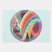 Turquoise Fantasy Inpakpapier Set – Aanpasbaar Vel (Voorkant 2)