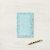 Turquoise Fantasy Zilveren Ster Glitter Post-it® Notes (Op bureau)