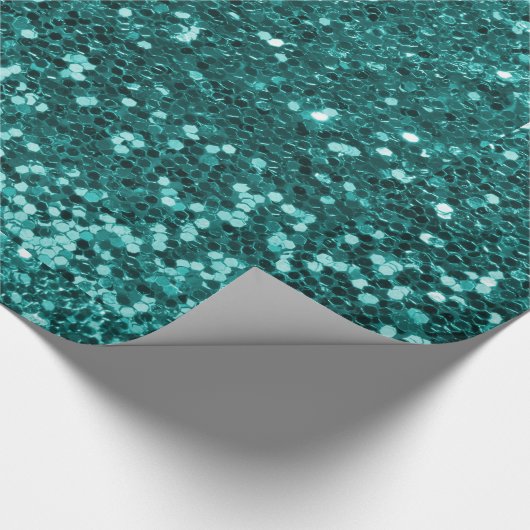 Turquoise Faux Glitter Cadeaupapier (Hoek)
