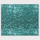 Turquoise Faux Glitter Cadeaupapier (Vlak)